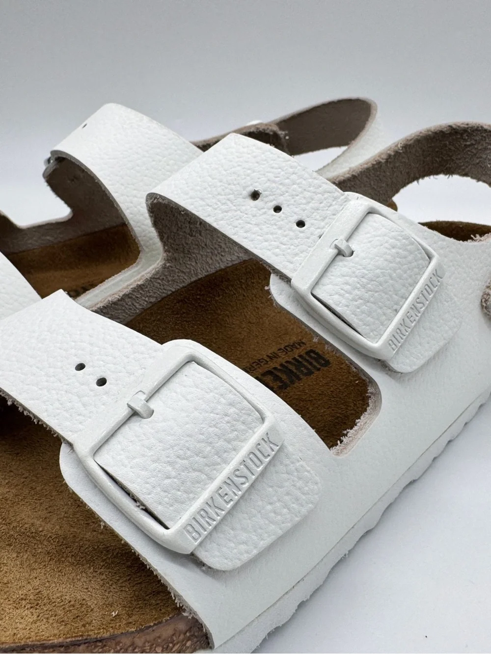 Birkenstock Milano White Leather Sandals NWOB Men 10 L12 Regular Fit EU 43